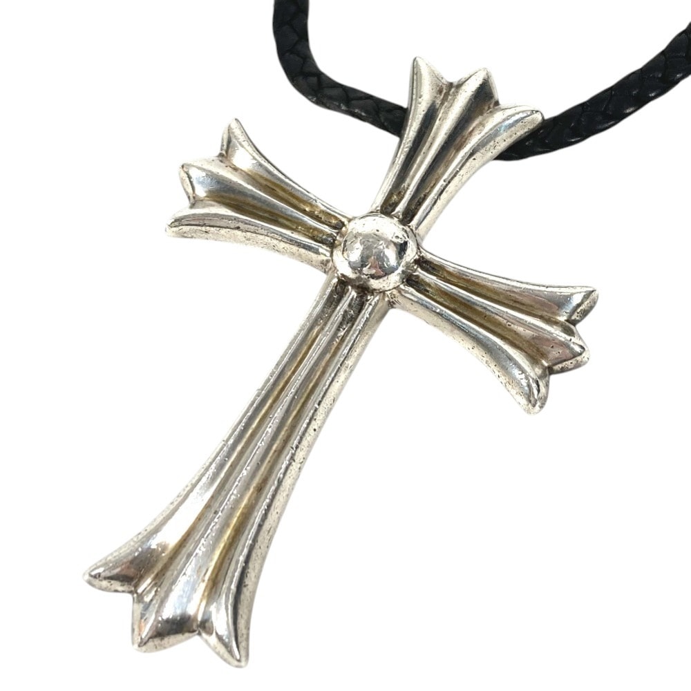 クロムハーツ CHROME HEARTS CH クロス ラージ チョーカー ペンダント CROSS LARGE 革紐 アクセサリー ジュエリー ネックレス SV925 シルバー