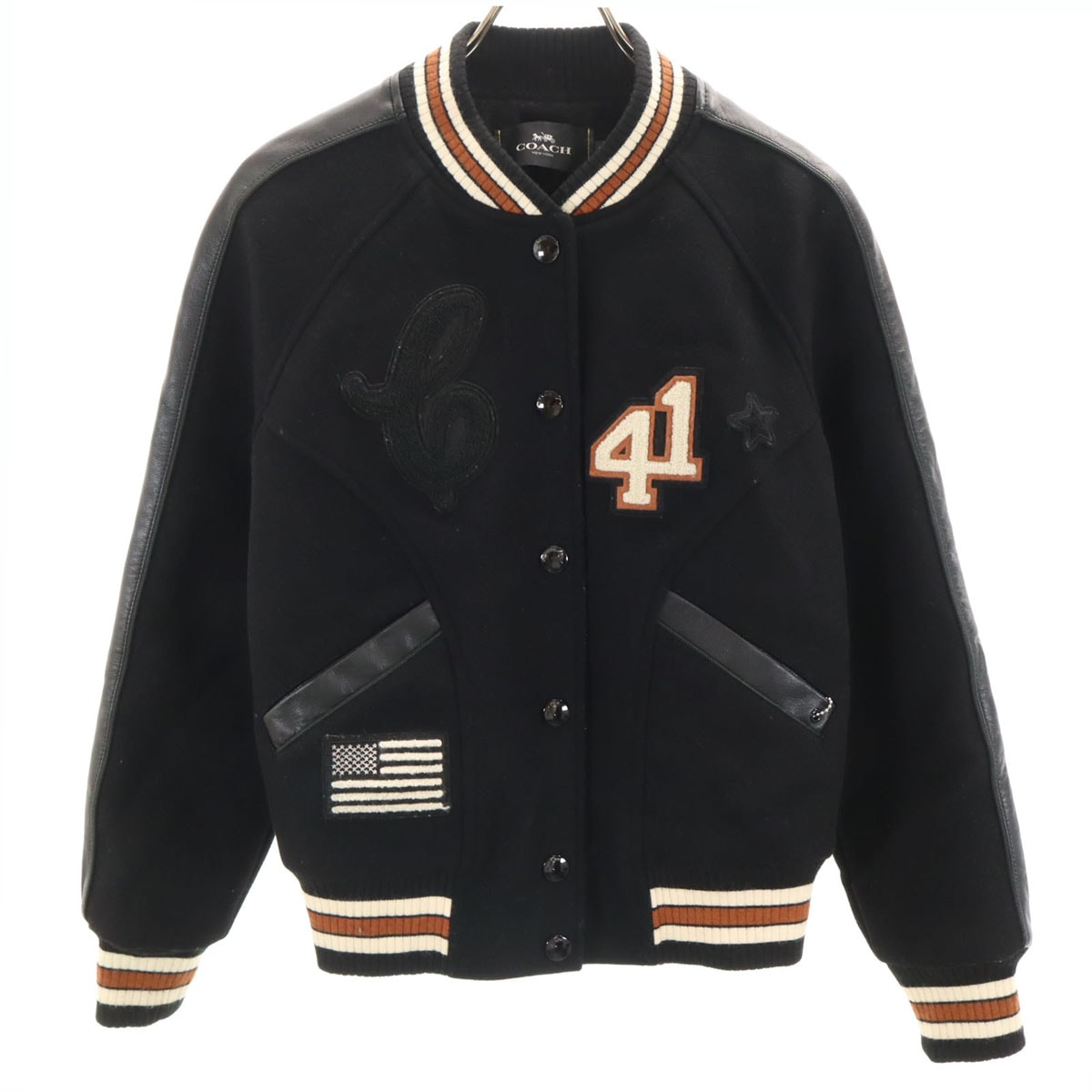 COACH コーチ スタジャン XS ブラック F34122 バーシティジャケット 中綿