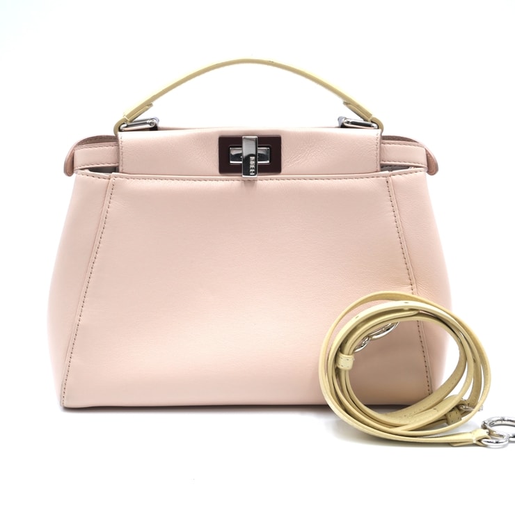 FENDI(フェンディ)ピーカブー ミニ 2WAY ハンドバッグ ショルダーバッグ ライトピンク ナッパレザー シルバー金具 レディース【中古】
