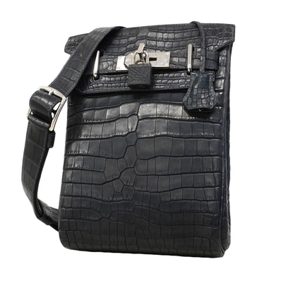 【6fa0018-e-g】エルメス ボディバッグ ケリーアッカドPM ポロサス ブラック シルバー金具 W刻印【中古】メンズ