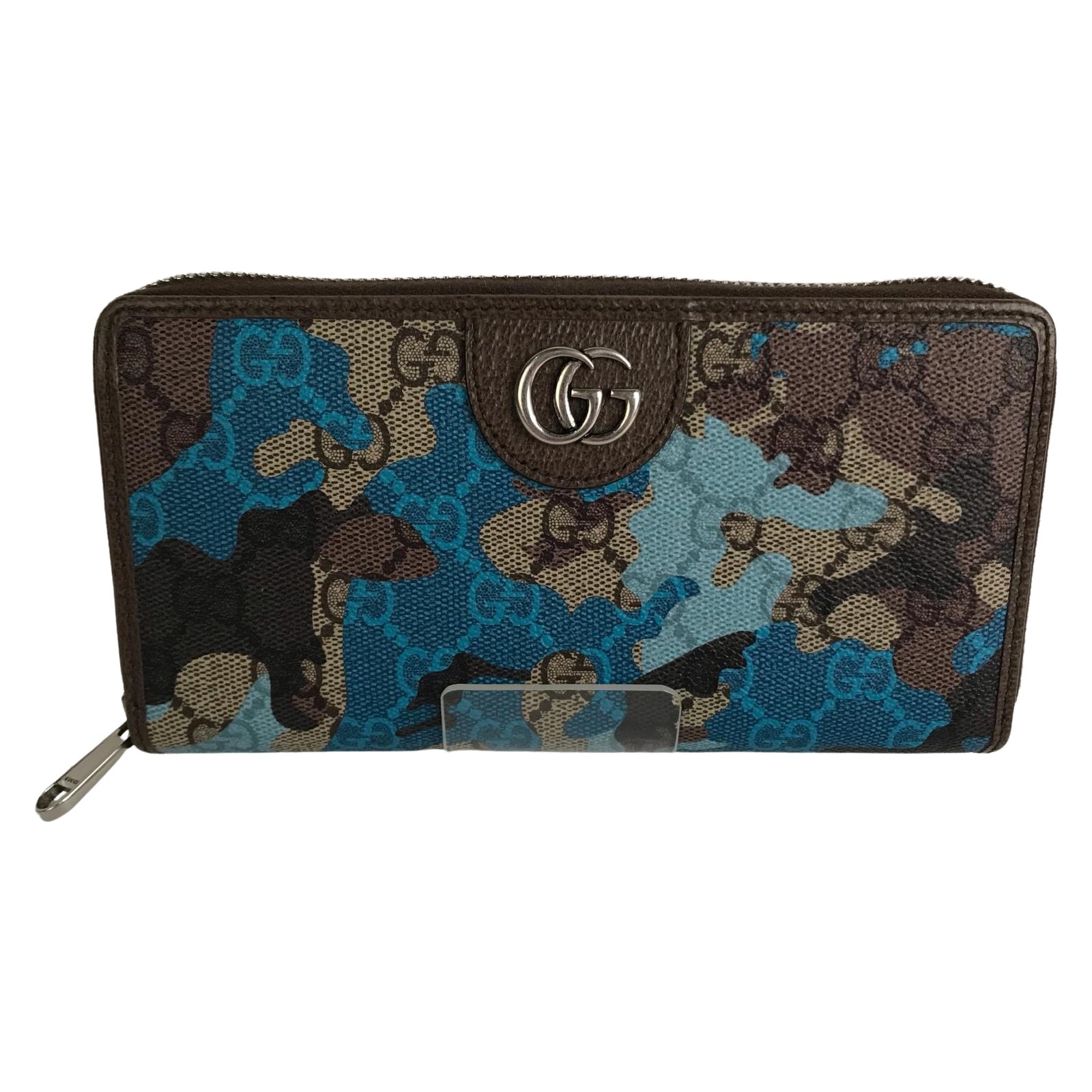 GUCCI グッチ 長財布 ジップアラウンドウォレット GGスプリームキャンバス カモフラ柄 834694 ブルー×ベージュ