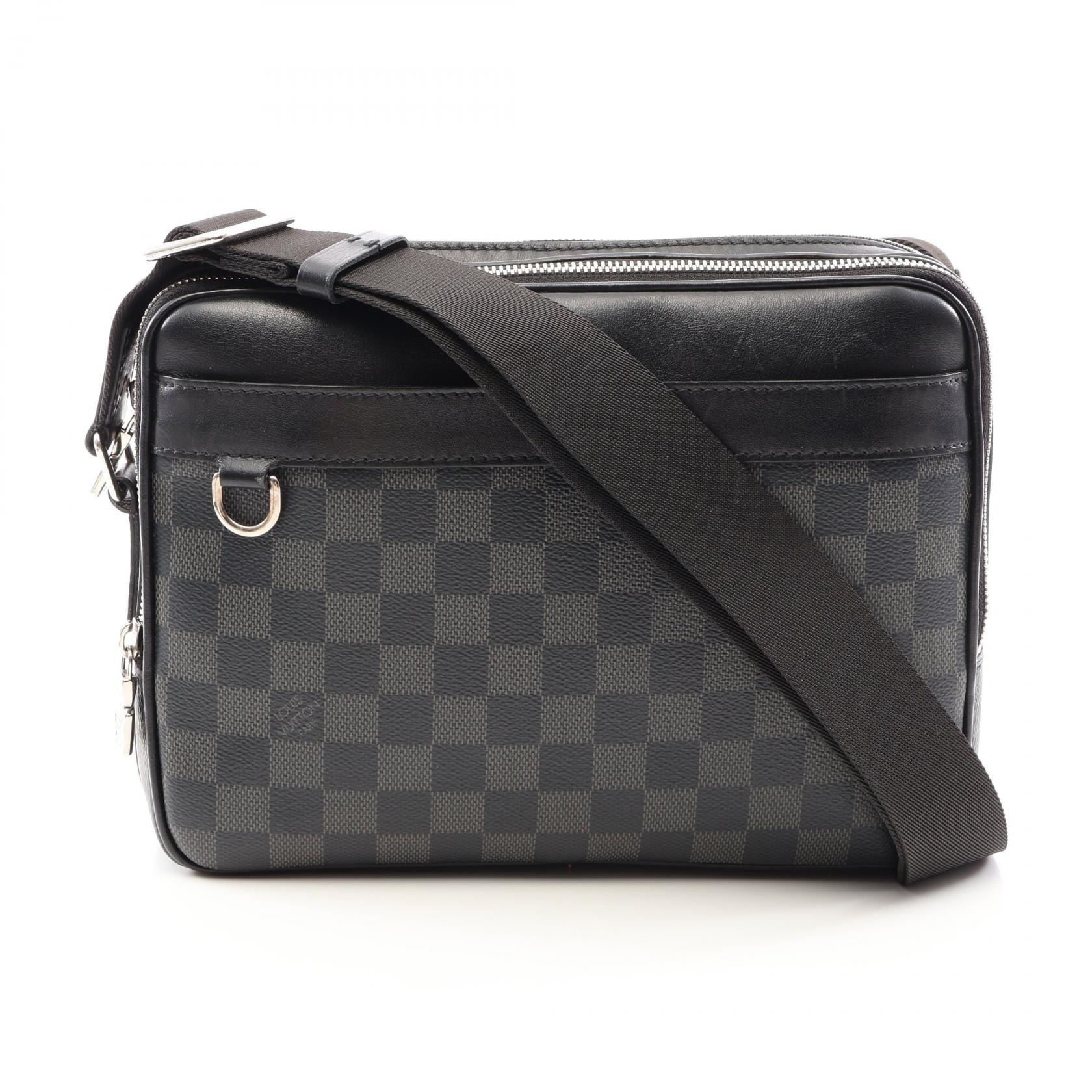ルイ・ヴィトン LOUIS VUITTON トロカデロ メッセンジャー PM ショルダーバッグ バッグ PVCコーティングキャンバス レザー ダミエ・グラフィット メンズ ブラック系 N40087 【中古】