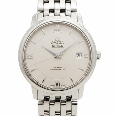 ★SALE【6wdc0257】オメガ デ・ヴィル 424.10.37.20.02.001 シルバー文字盤【中古】腕時計 メンズ
