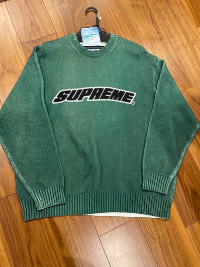 Supreme Printed Washed Sweater "Olive"