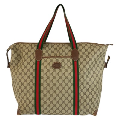 GUCCI グッチ シェリーライン ベージュ ブラウン GGスプリームキャンバス トートバッグ ボストンバッグ 603317 【中古】