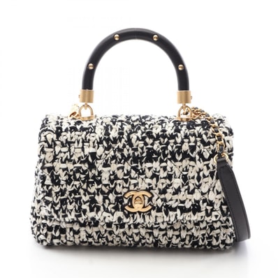 シャネル CHANEL マトラッセ 2WAY ハンドバッグ バッグ ファブリック レザー レディース ホワイト系 / ブラック系 【中古】