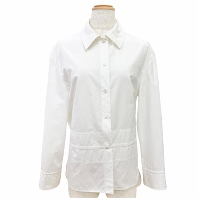 極美品 エルメス 長袖シャツ カレーシュ ホワイト 36 3E0638DT