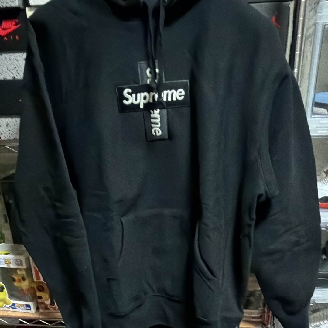 Supreme Cross Box Logo Hooded Sweatshirt "Black"