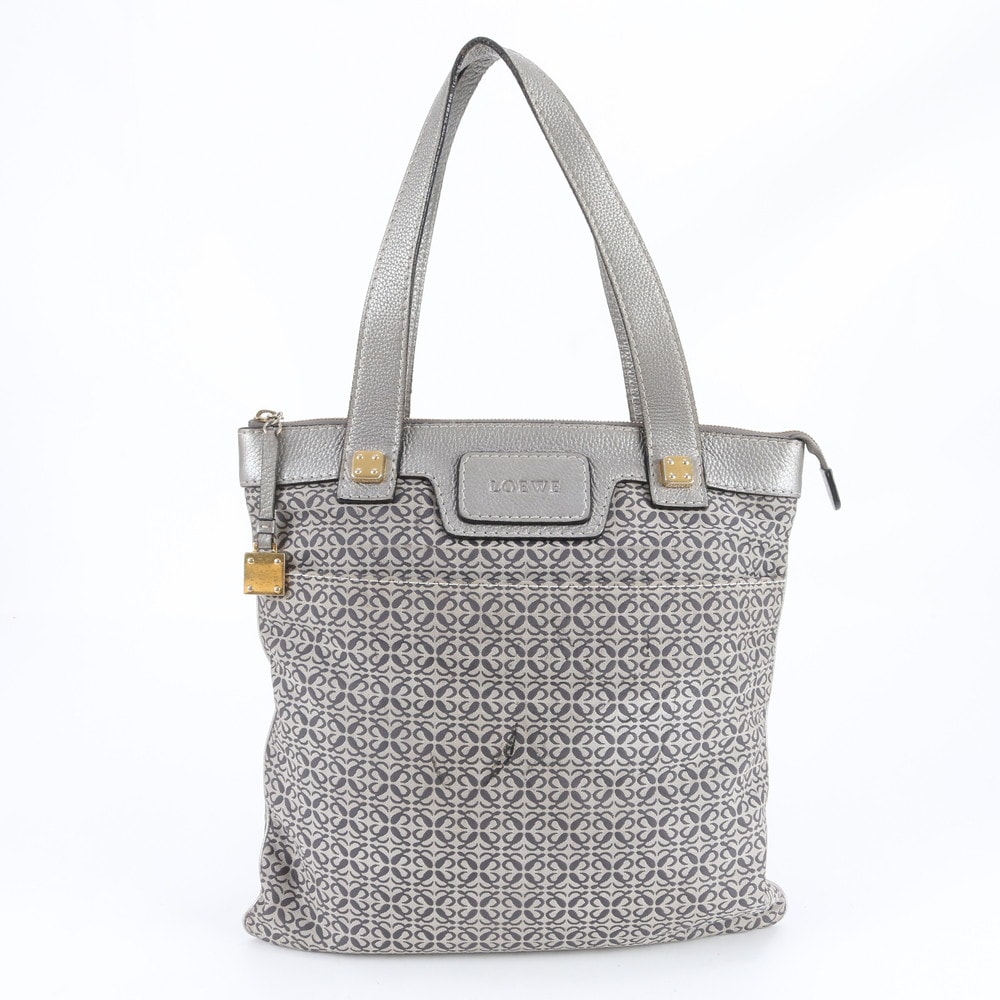 ロエベ アナグラムトート バッグ レザー×キャンバス