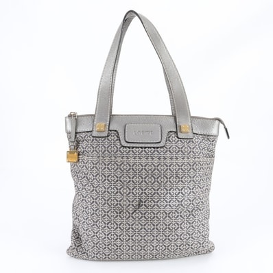 ロエベ アナグラムトート バッグ レザー×キャンバス