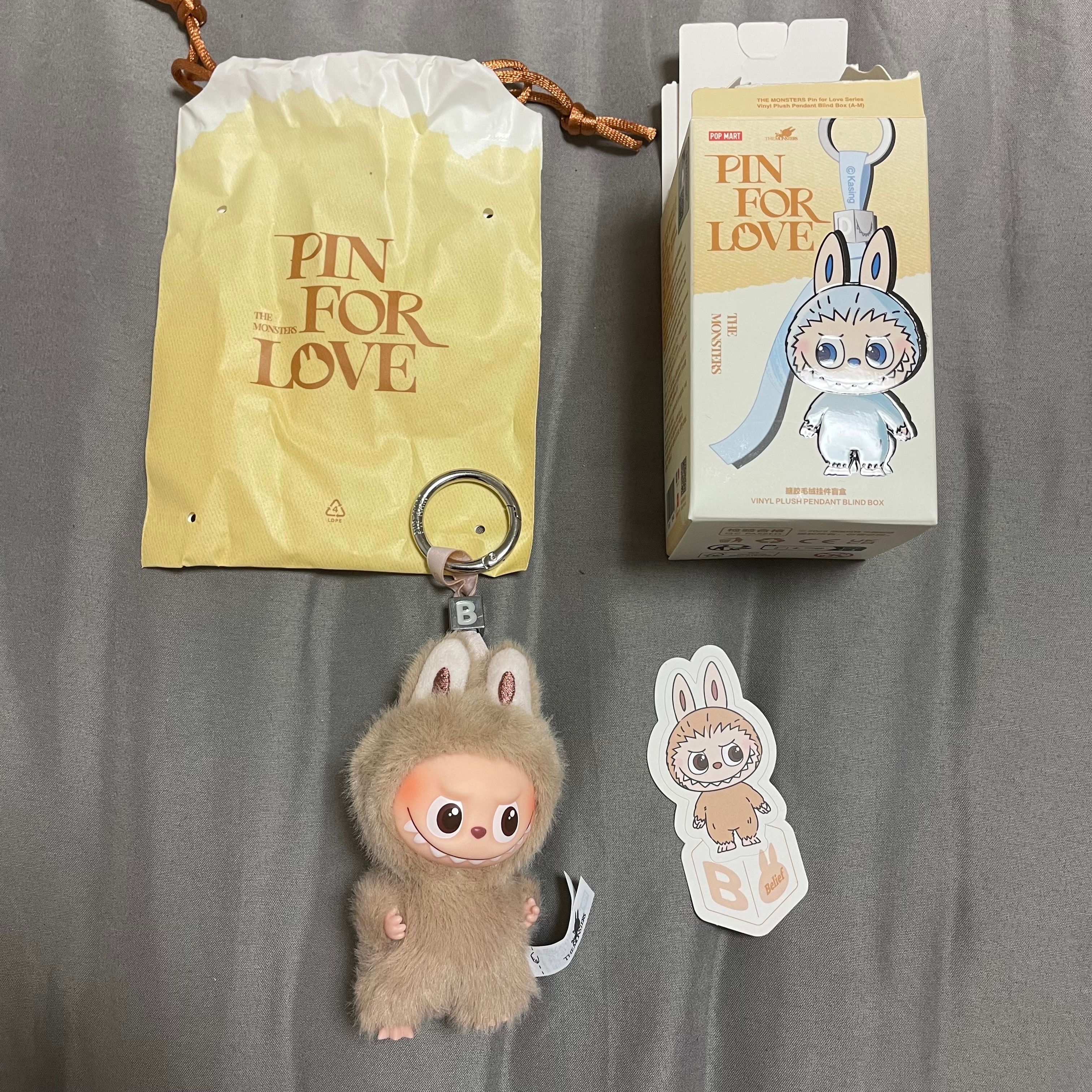 POP MART THE MONSTERS (LABUBU) Pin for Love Series-Vinyl Plush Pendant (A-M) B
