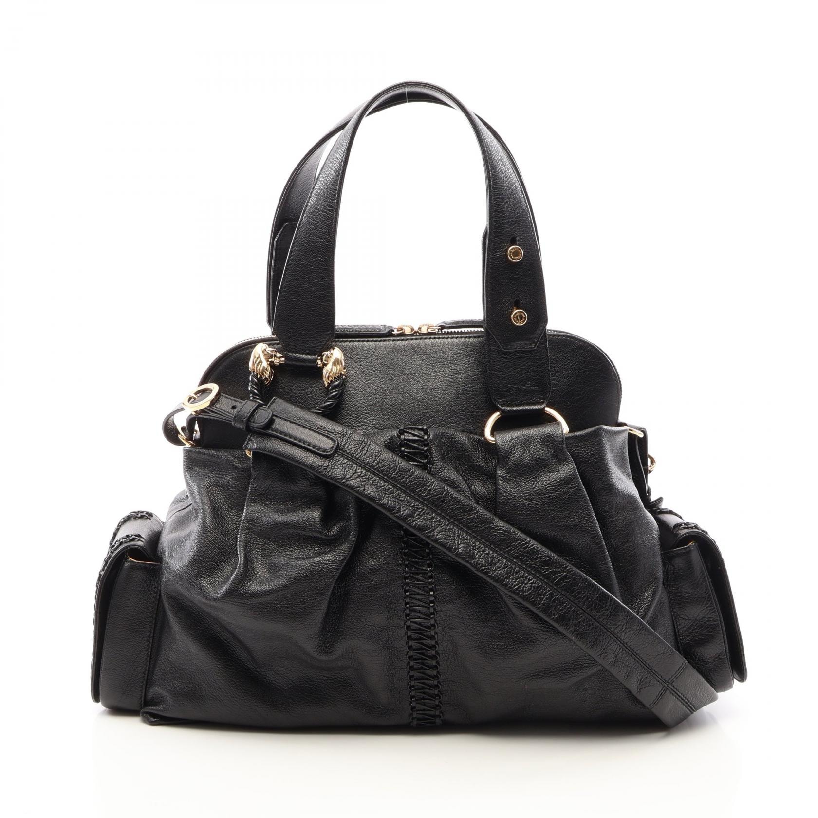 ブルガリ BVLGARI レオーニ 2WAY ハンドバッグ バッグ レザー レディース ブラック系 【中古】