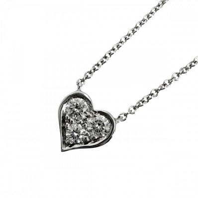 TIFFANY&Co. ティファニー ネックレス センチメンタル ハート ジュエリー アクセサリー Pt950プラチナ ダイヤモンド レディース 約3.3g 美品【中古品】