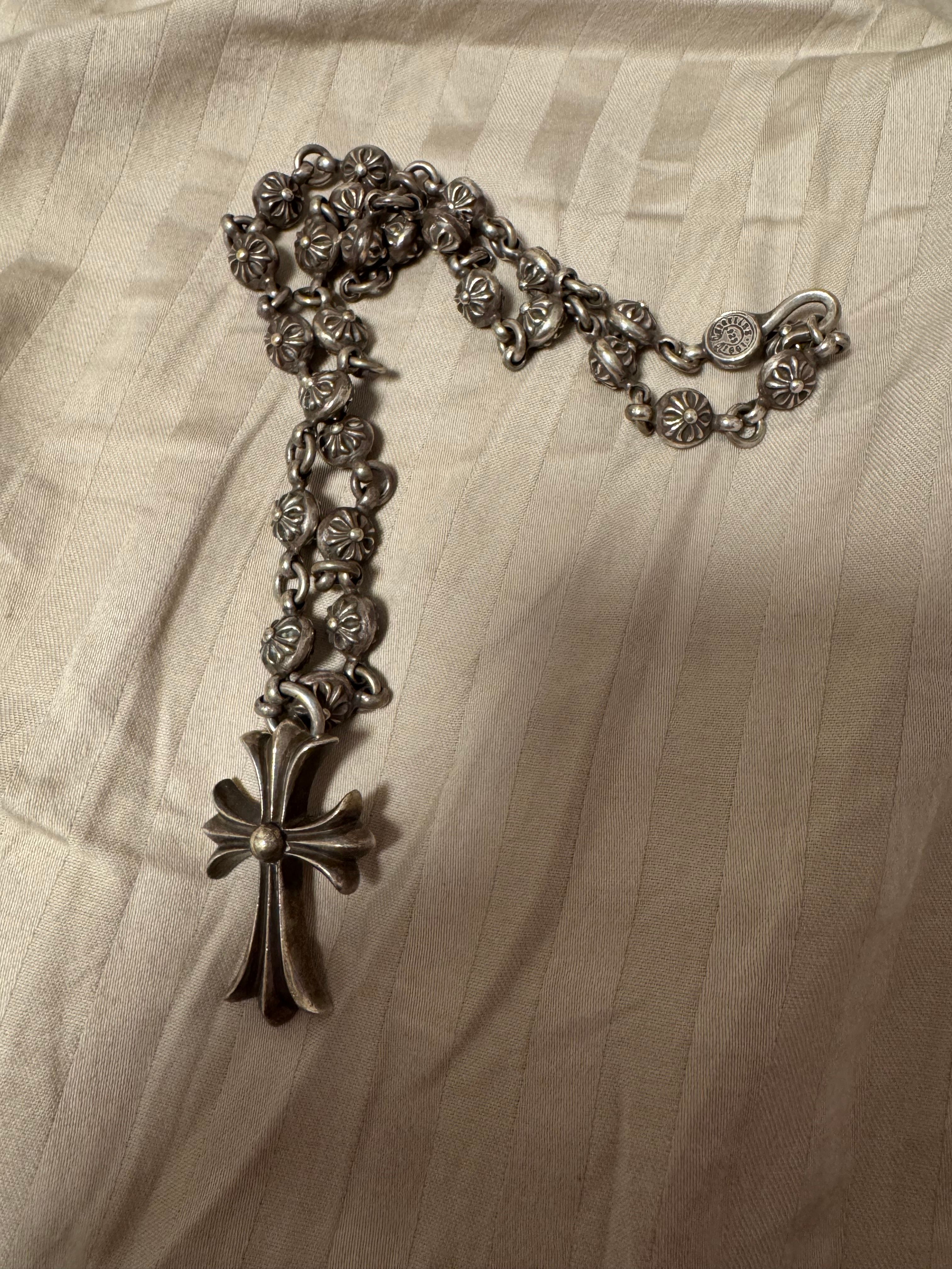 Chrome Hearts # 1 Cross Ball Necklace / CH Cross 50cm "Silver"