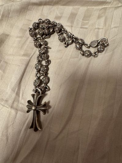 Chrome Hearts # 1 Cross Ball Necklace / CH Cross 50cm "Silver"