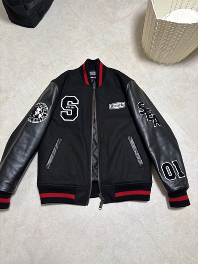 WIND AND SEA x HYSTERIC GLAMOUR Varsity Jacket "Black"