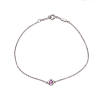 TIFFANY&Co. ティファニー カラーバイザヤード ピンクサファイア ブレスレット バングル SV925 18 シルバー 新品仕上済 レディース 【中古】