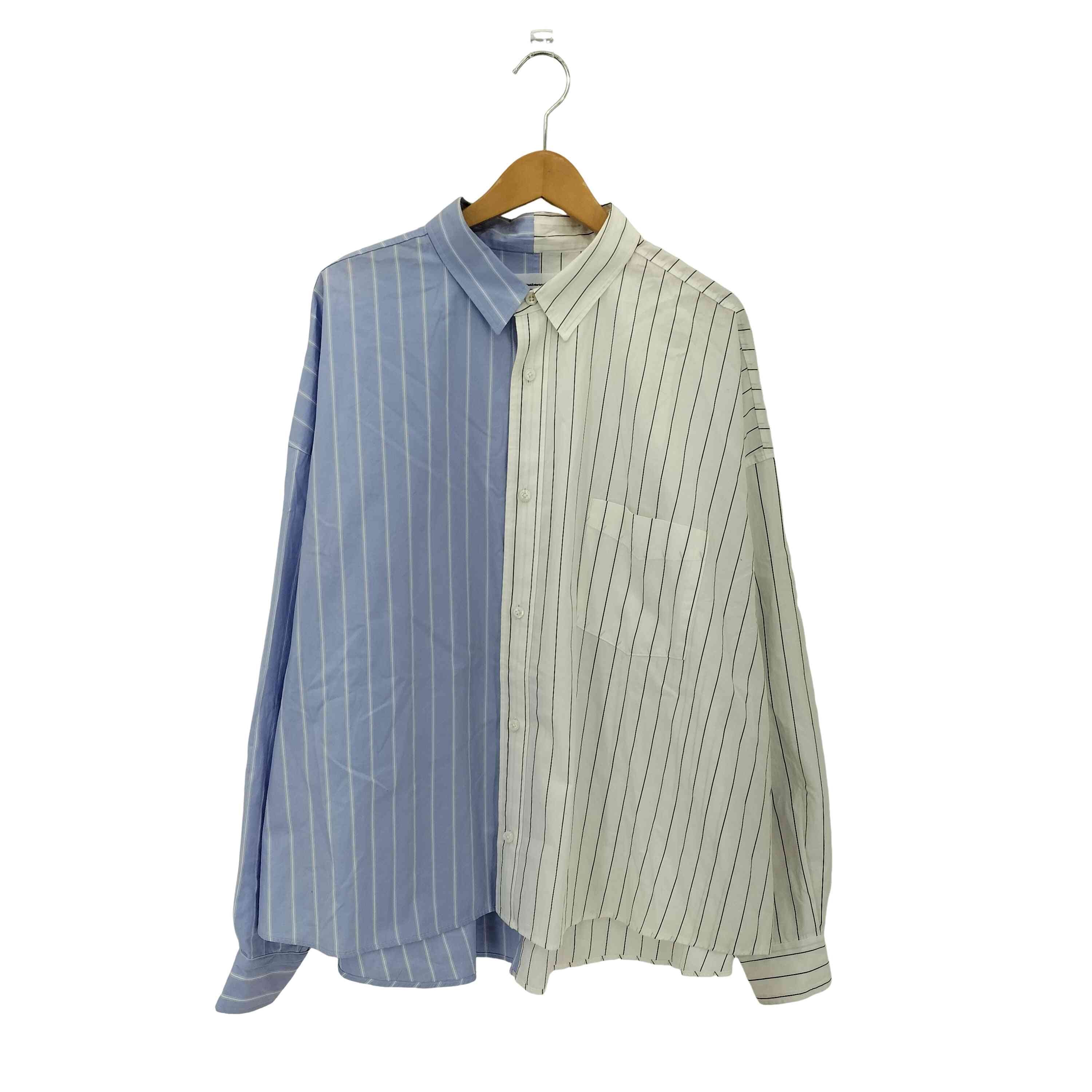 スタンドカラー スプリットライン オーバーサイズシャツ【1142268988412】