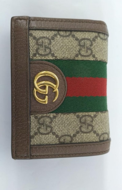 GUCCI GG Supreme Ophidia GG Card Case Wallet "Beige/Ebony"