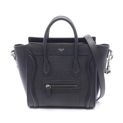セリーヌ CELINE ラゲージ ナノショッパー 2WAY ハンドバッグ バッグ レザー レディース ブラック系 【中古】