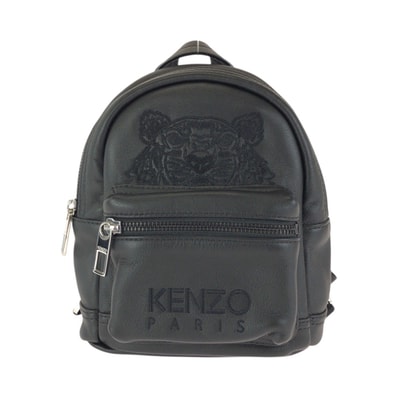 美品 KENZO ケンゾー 刺繍 ブラック 黒 シルバー金具 レザー リュック・デイパック ミニバックパック 602290 【中古】
