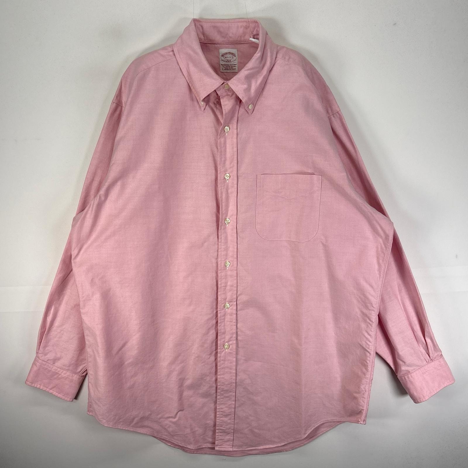 古着 90's/90年代 ヴィンテージ ブルックスブラザーズ Brooks Brothers 長袖シャツ ボタンダウン 胸ポケット USA製 L  ピンク系 無地 メンズ