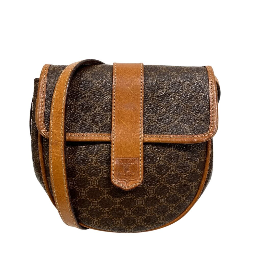 セリーヌ CELINE ショルダーバッグ ヴィンテージ マカダム ポシェット ブラウン