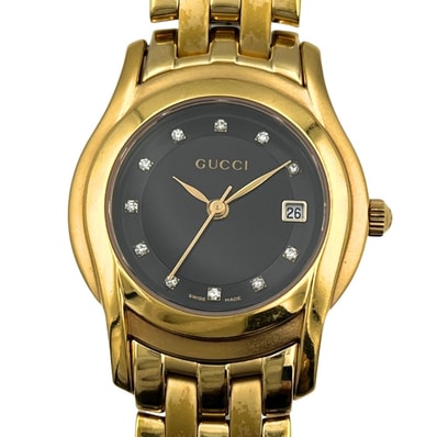 GUCCI グッチ 5400L 11Pダイヤ デイト クォーツ レディース 腕時計 C1384