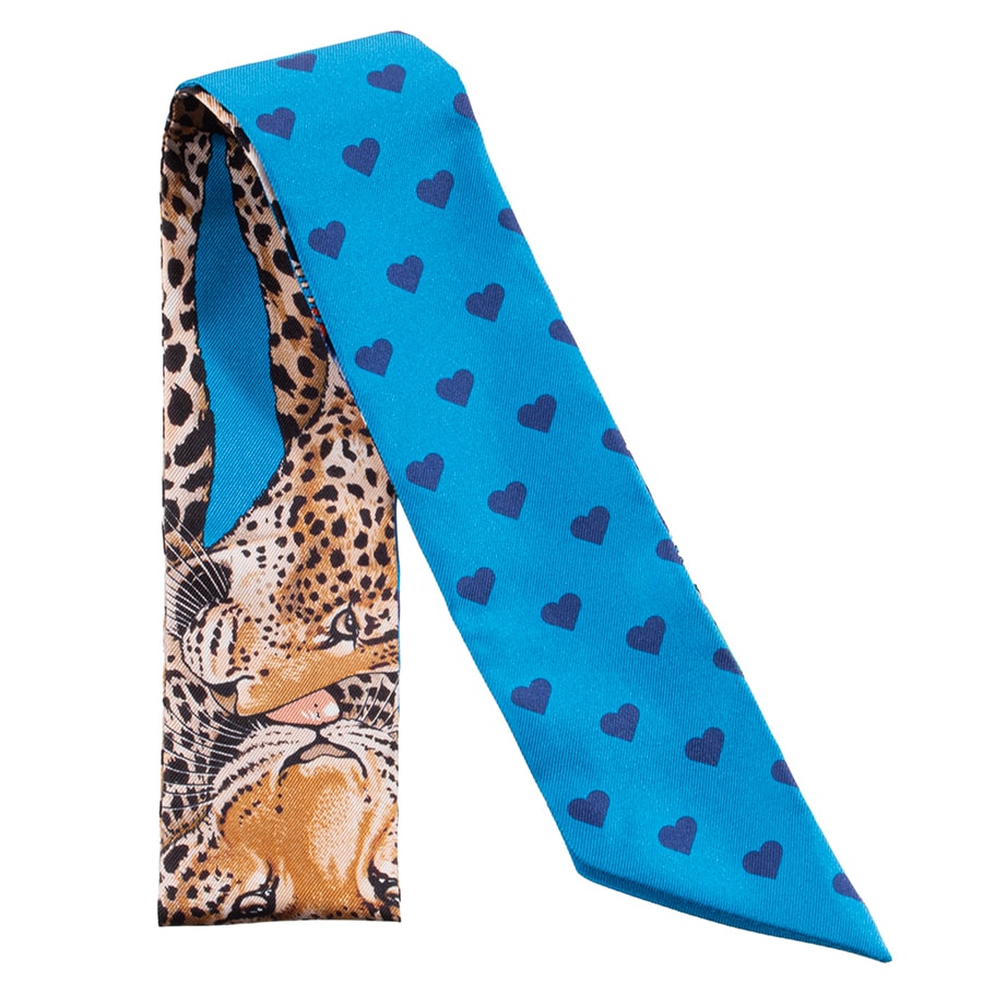 HERMES エルメス ツイリー Jungle Love Love ジャングルラブラブ 063513S 18 スカーフ シルク ブルー マルチカラー【中古】