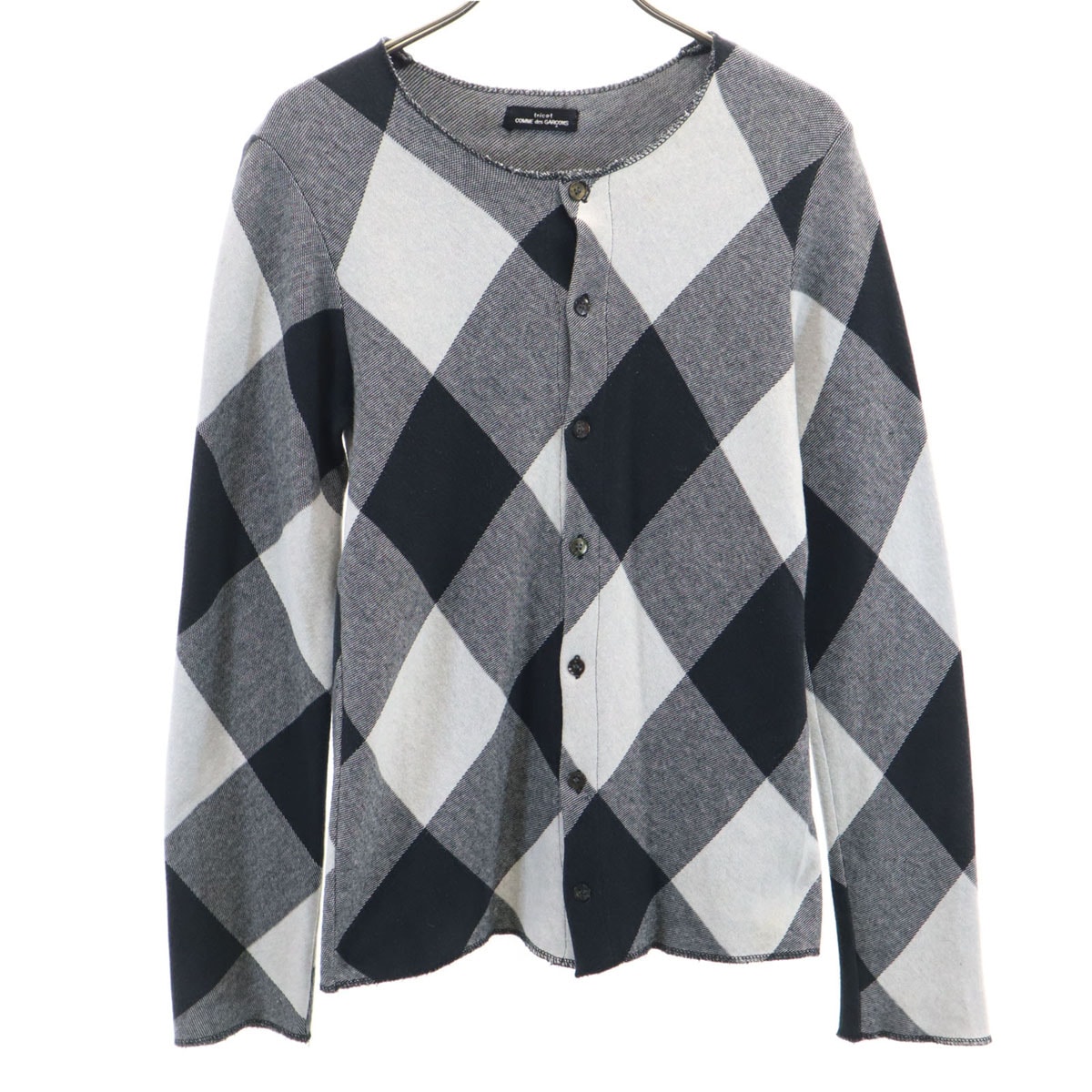tricot COMME des GARCONS トリココムデギャルソン 1998年 90s 日本製 オールド ダイヤ柄 長袖 ニットカーディガン グレー