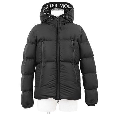 MONCLER モンクレール ショートダウンジャケット サイズ 1 メンズ MONTICLA モンクラー 2019年モデル フーデッド ロゴ刺繍 グログランバンド ロゴ ラバーパッチ アウター ブラック 黒 ブルガリア製