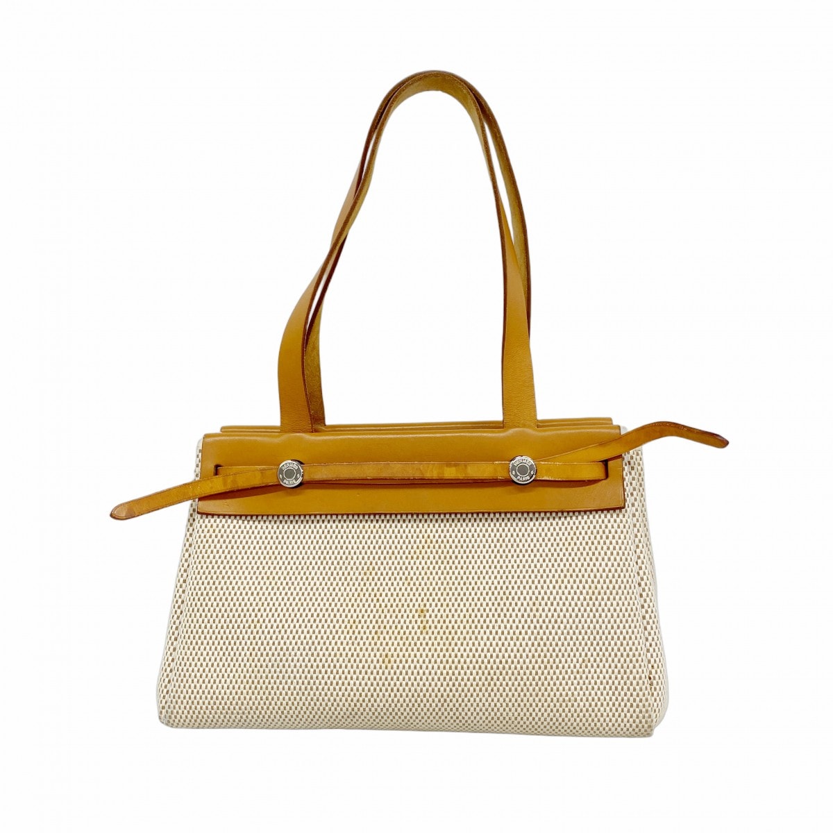★最終価格【6fa0223-h】エルメス ショルダーバッグ エールバックカバPM トワルGM ナチュラル シルバー金具 □G刻印【中古】レディース