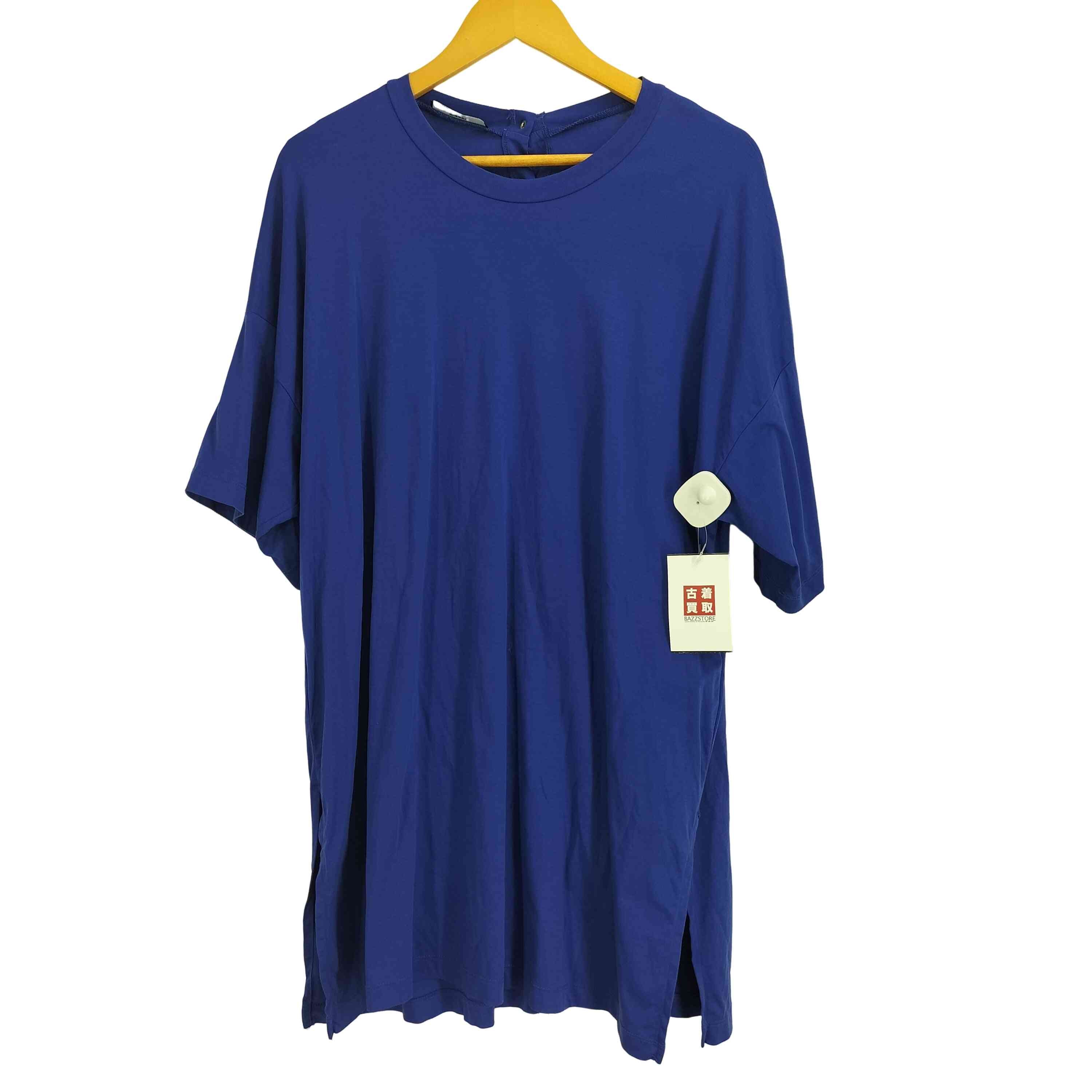 スナップボタン バックオープン 半袖 チュニックワンピース【1137753853238】