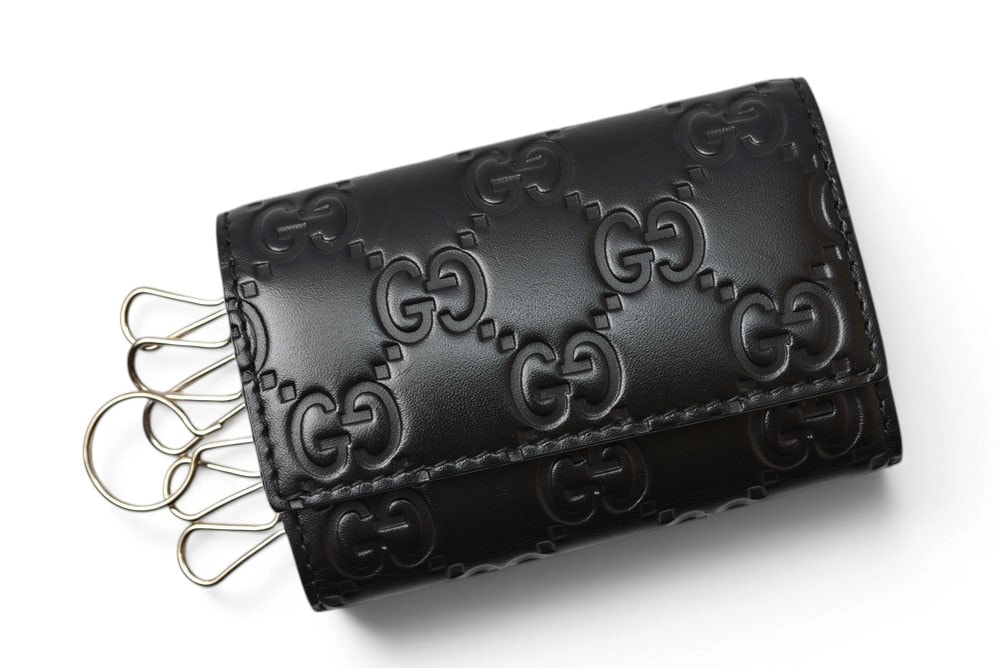 グッチ 未使用 キーケース/キーホルダー GUCCI 6連 グッチシマ レザー ブラック 138093【中古】
