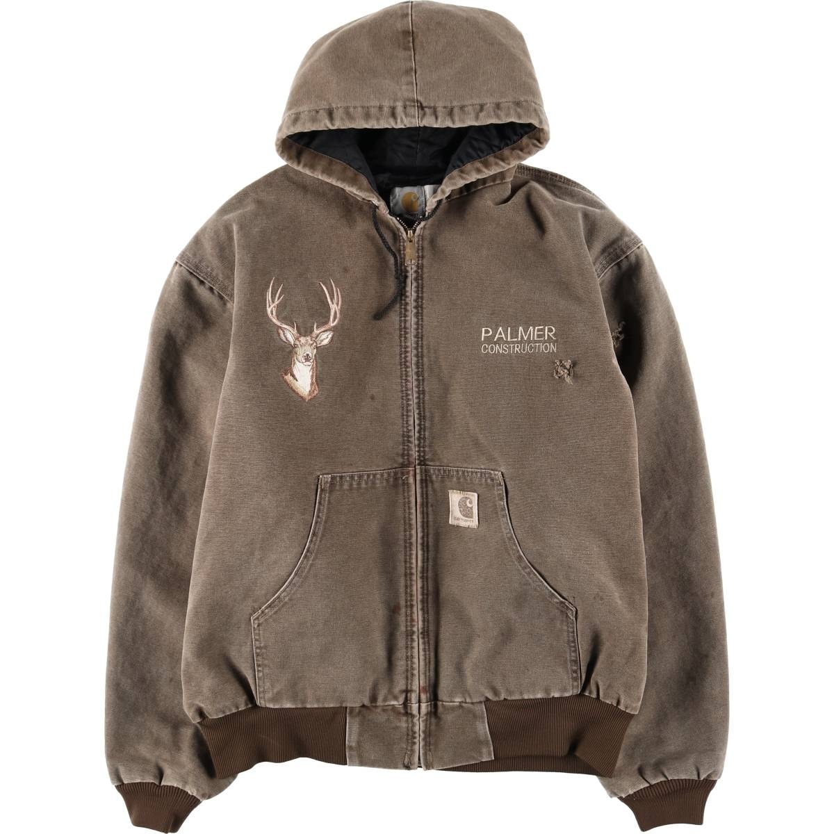 古着 カーハート Carhartt トナカイ柄 中綿入り アクティブジャケット ダックフルジップパーカー メンズXL相当/eaa619627