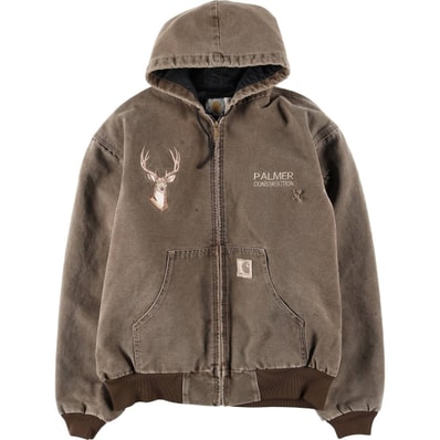 古着 カーハート Carhartt トナカイ柄 中綿入り アクティブジャケット ダックフルジップパーカー メンズXL相当/eaa619627