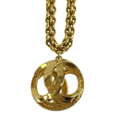 CHANEL シャネル ヴィンテージ 透かし ボール ゴールド メッキ ネックレス 602930 【中古】
