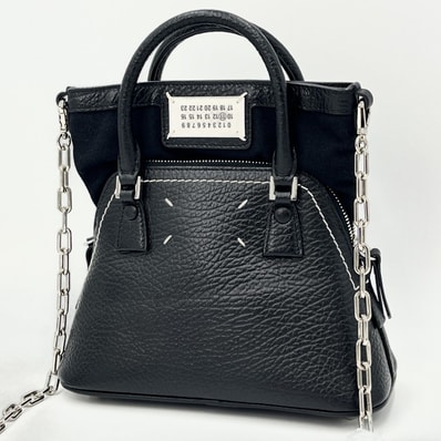 Maison Margiela(メゾンマルジェラ)5AC ミニ 2WAY ハンドバッグ ショルダーバッグ ブラック レザー チェーン レディース S56WG0082【中古】
