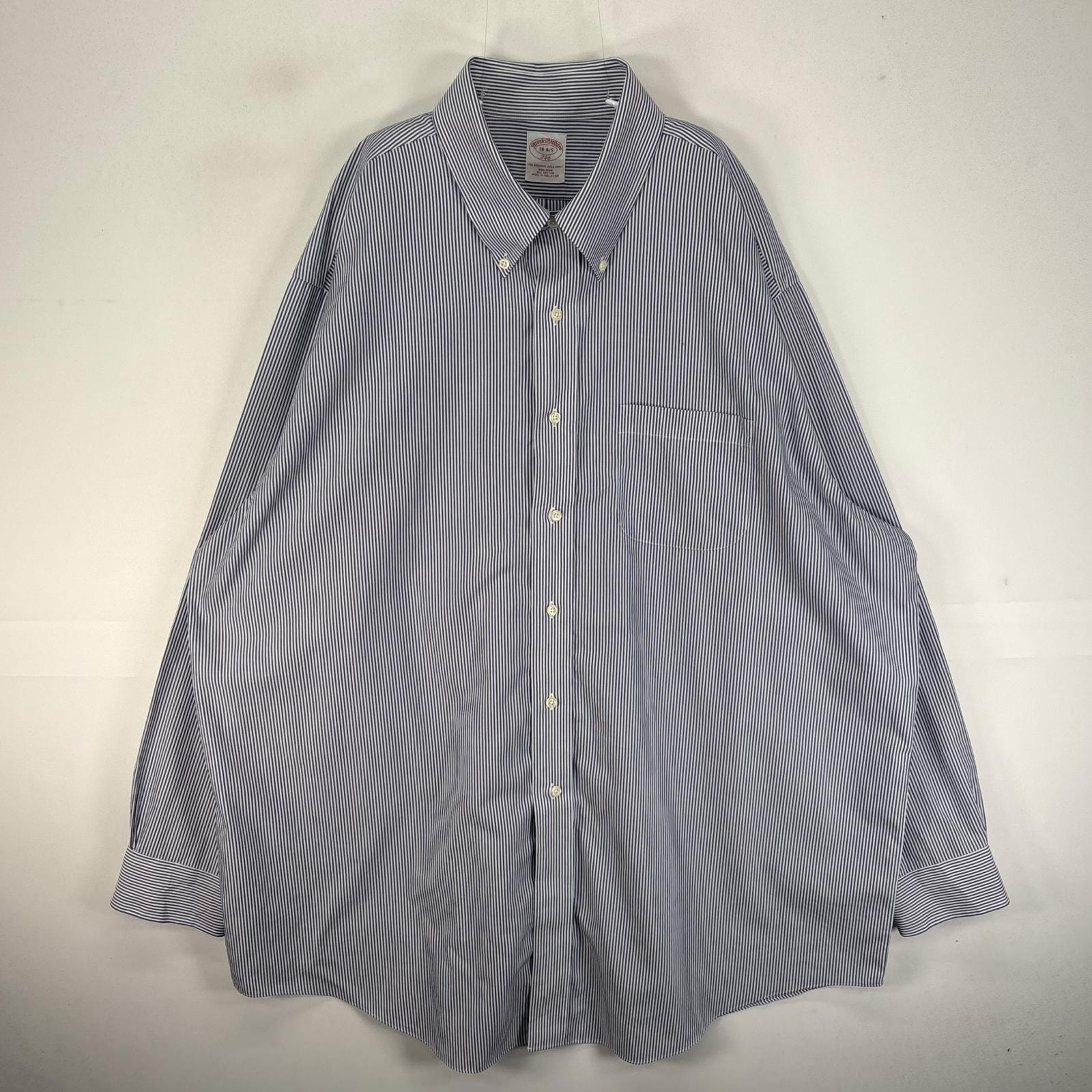 古着 ブルックスブラザーズ Brooks Brothers 長袖シャツ ボタンダウン 2XL  ネイビー系 ストライプ メンズ