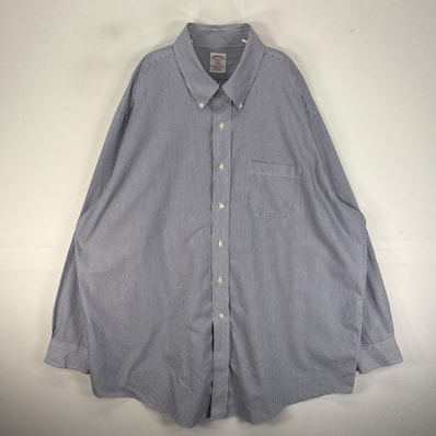古着 ブルックスブラザーズ Brooks Brothers 長袖シャツ ボタンダウン 2XL ネイビー系 ストライプ メンズ
