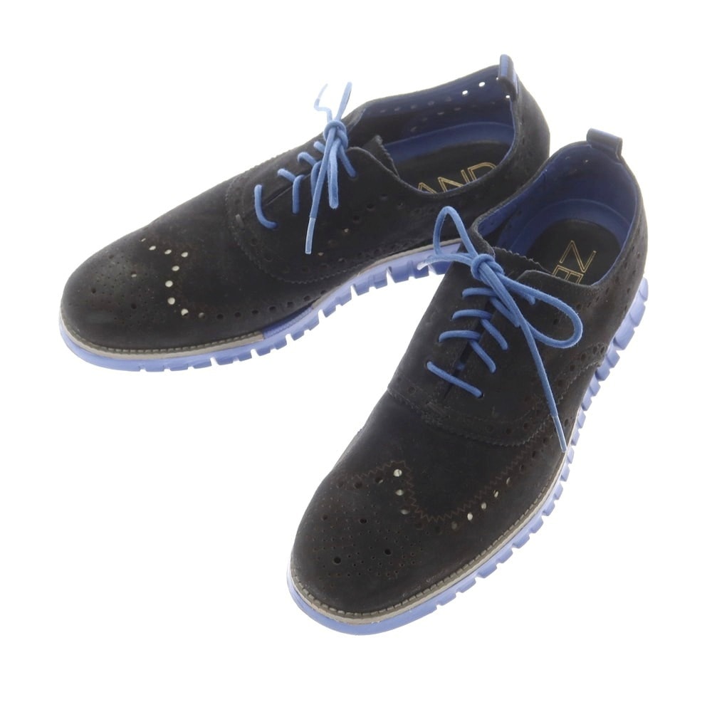 【中古】コールハーン COLE HAAN ZEROGRAND ウイングチップ スニーカー ブラックxブルー【サイズ10 1/2M】【メンズ】