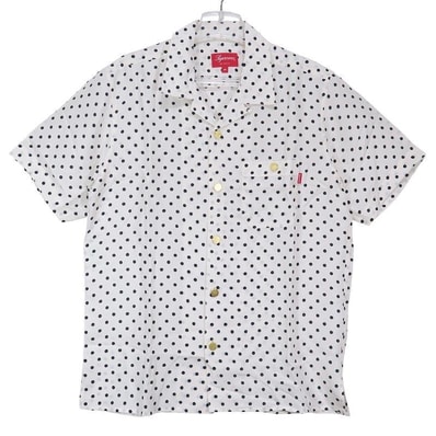 SUPREME シュプリーム 16SS POLKA DOT SILK SHIRT ポルカ ドット シルク シャツ ホワイト ショートスリーブ 半袖 サイズM