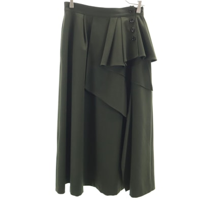 LANVIN en Bleu ランバンオンブルー 日本製 ロング丈 フレアスカート 38 カーキ