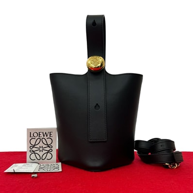 LOEWE ロエベ ぺブルバケット バッグ ミニ アナグラム ロゴ 金具 レザー ショルダーバッグ ブラック
20045