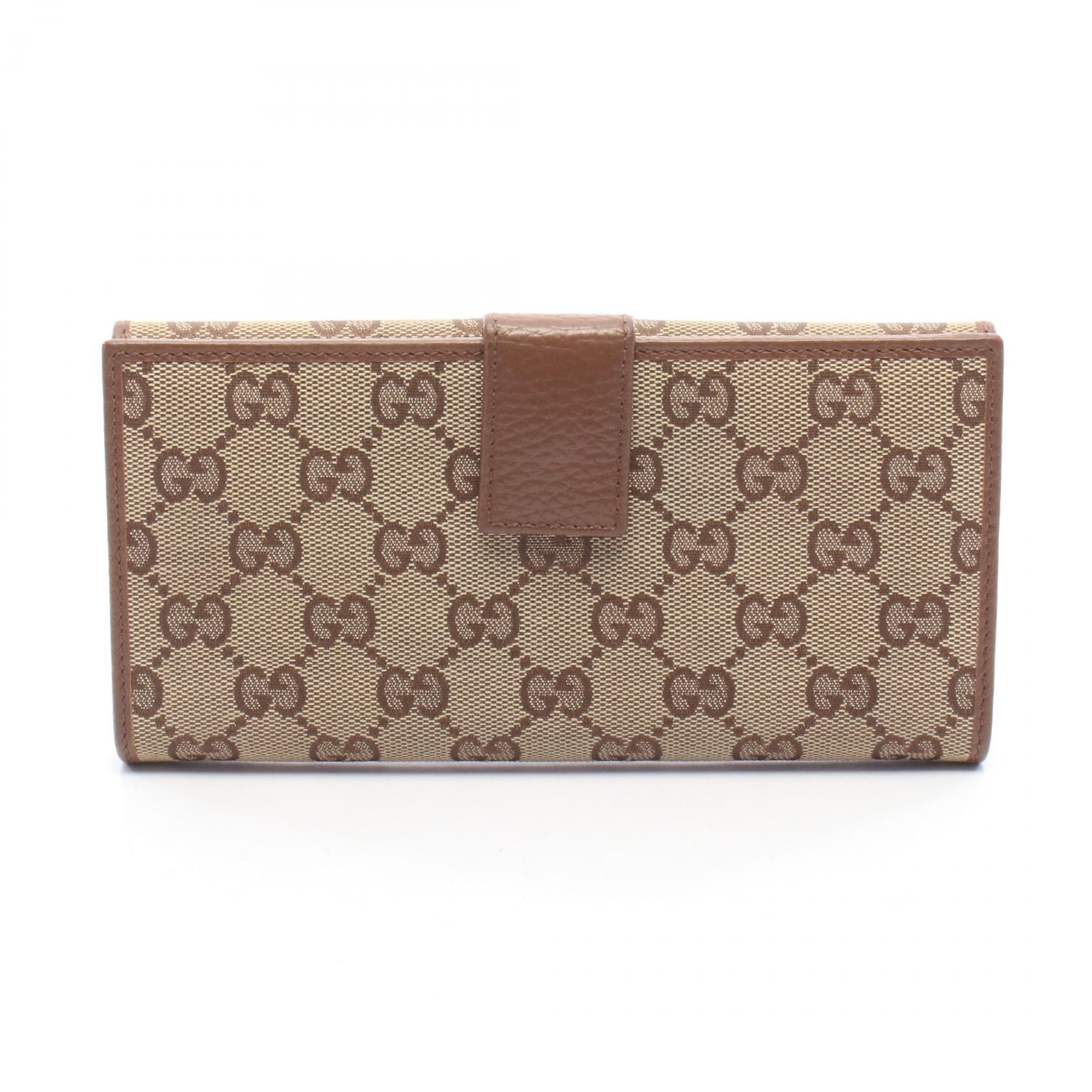 グッチ GUCCI GGキャンバス Wホック財布 財布 キャンバス レザー メンズ レディース ベージュ系 / ブラウン系 231841 【中古】