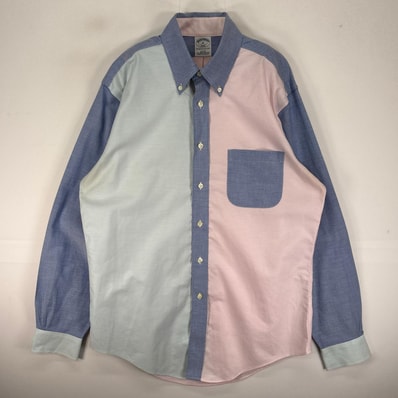 古着 ブルックスブラザーズ Brooks Brothers 長袖シャツ ボタンダウン クレイジーパターン M ブルー系 メンズ