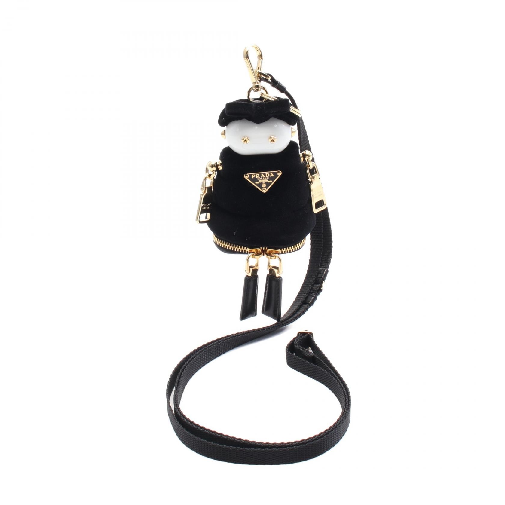プラダ PRADA Soft Robot チャーム アクセサリー ベルベット レディース ブラック系 / ホワイト系 1TT2112C68F0002 【中古】