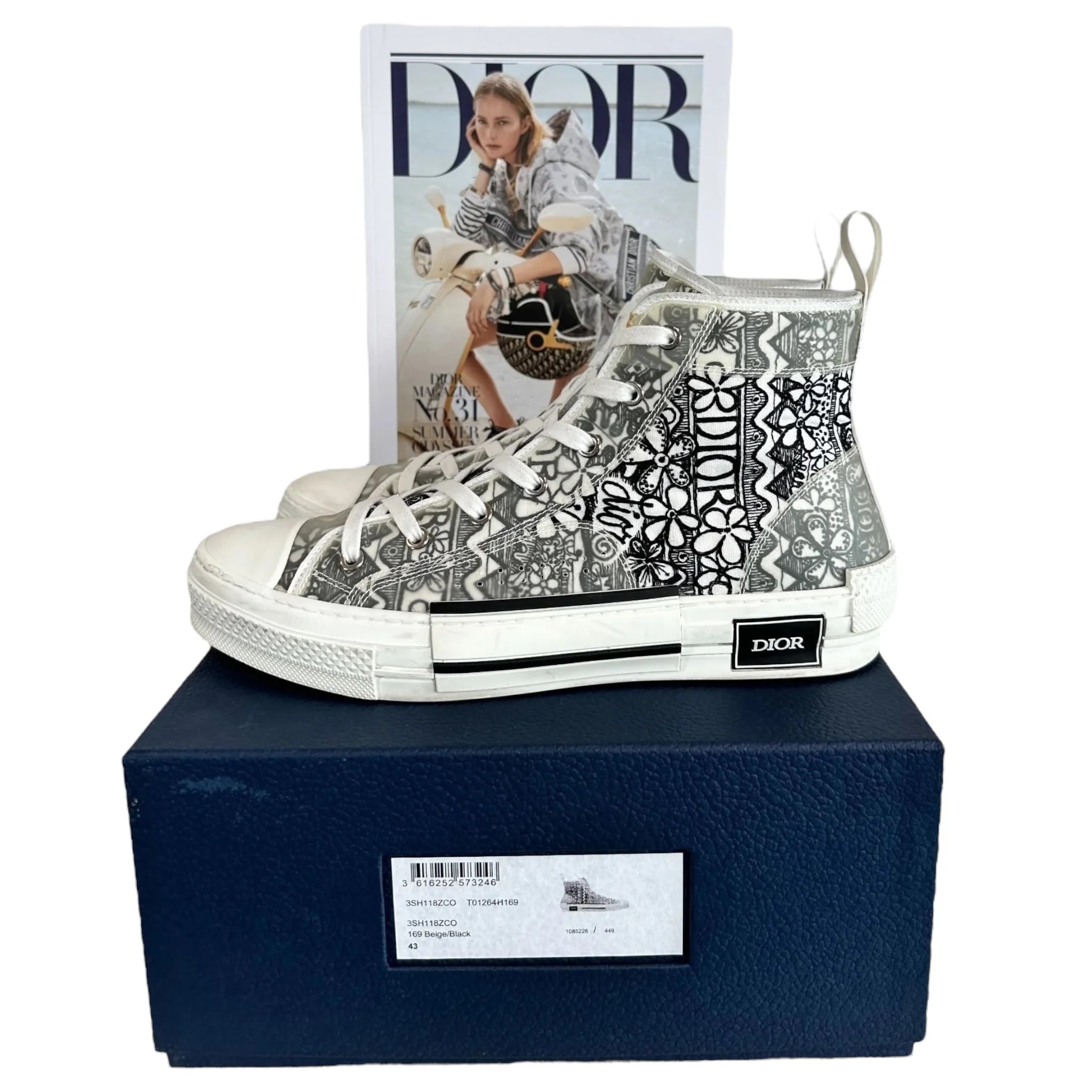 Dior × Shawn Stussy B23 High "White/Black/Red"