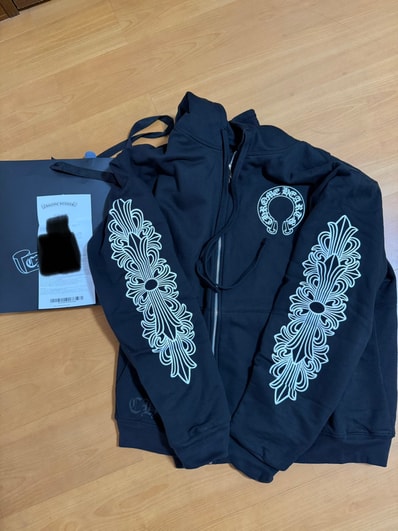Chrome Hearts Horseshoe Floral Cross Fleece Zip-Up Hoodie "Black"