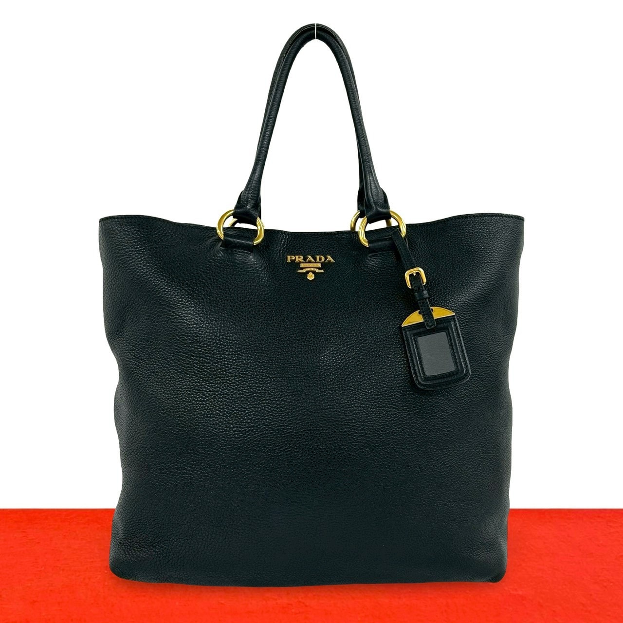 PRADA プラダ ロゴ 金具 レザー トートバッグ ブラック
40934